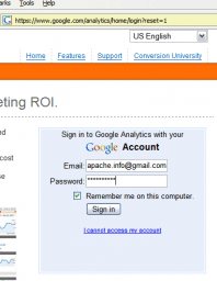 Get the form input values by logging in to google analytics