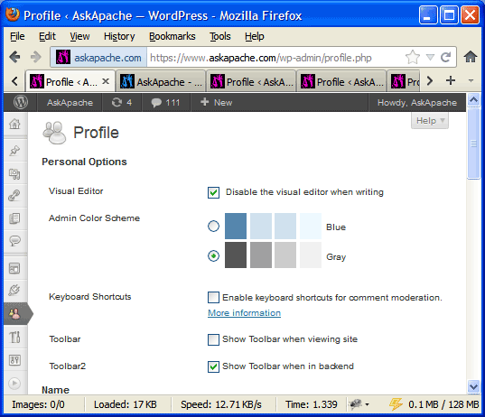 WordPress with Admin Bar