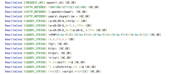 HTTP_HOST, HTTP_REFERER, HTTP_USER_AGENT, QUERY_STRING, REQUEST_FILENAME, REQUEST_METHOD, REQUEST_URI, THE_REQUEST