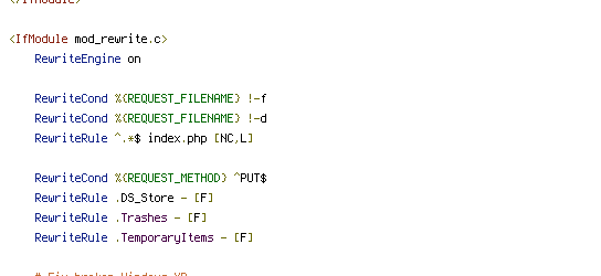 DEFLATE, no-gzip, PUT, redirect-carefull, REQUEST_FILENAME, REQUEST_METHOD