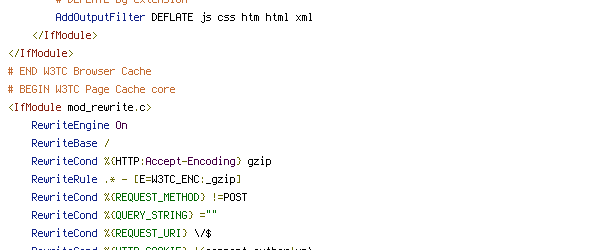 DEFLATE, DOCUMENT_ROOT, ENV, HTTP_COOKIE, HTTP_HOST, POST, QUERY_STRING, REQUEST_FILENAME, REQUEST_METHOD, REQUEST_URI, W3TC_ENC
